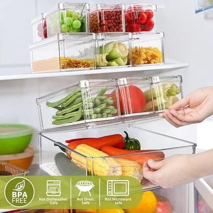 10 Pack Refrigerator Pantry Organizer Bins, Stackable Fridge Organizer Bins - Image 2