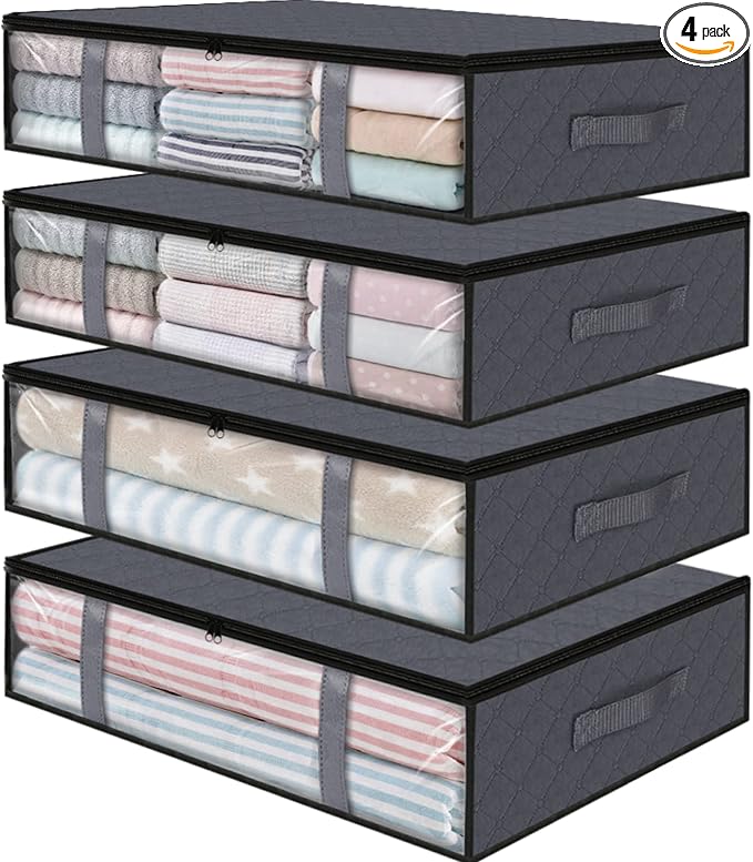 StorageRight Under Bed Storage Bags 4 Pack, 40L Large Clothes & Comforter by StorageRight