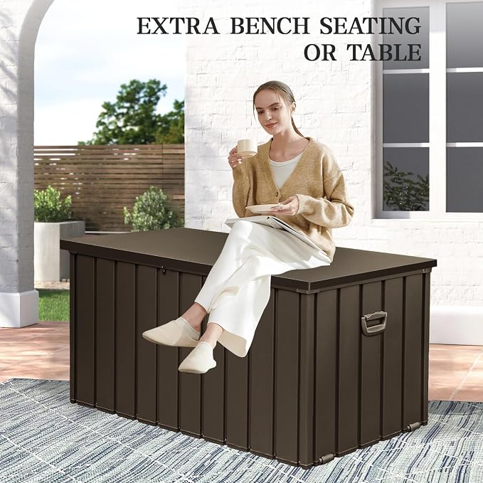 Domi 190 Gallon Metal Deck Box Waterproof, Outdoor Storage Box - Image 6