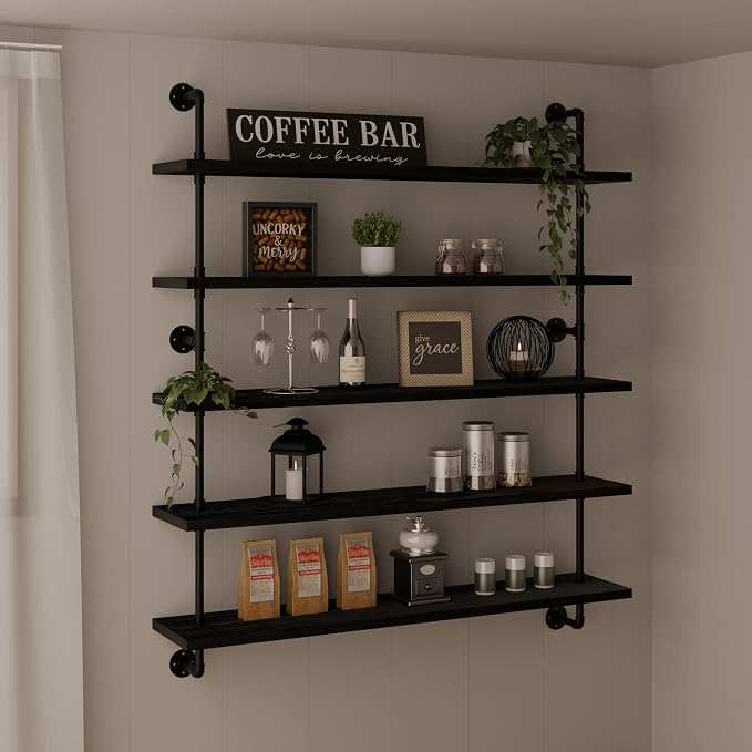 HDDFER Floating Shelves for Wall Bookshelf Industrial Pipe Shelving Shelves 48 - Image 4