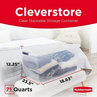Rubbermaid Cleverstore 71 Qt Clear Storage Bins - Image 2