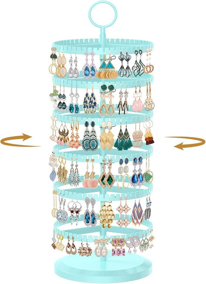 MODOWEY Rotating Earring Holder Organizer Adjustable Display, 6 Tiers Blue | by MODOWEY