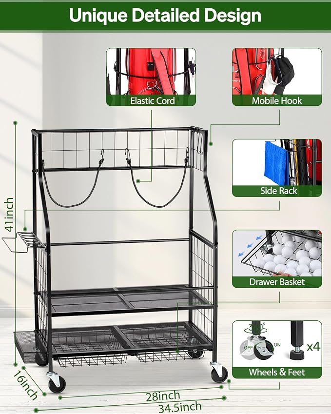 Golf Bag Storage Garage Organizer - Image 3