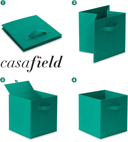 Casafield Set of 6 Collapsible Fabric Cube Storage Bins, Teal - Image 6