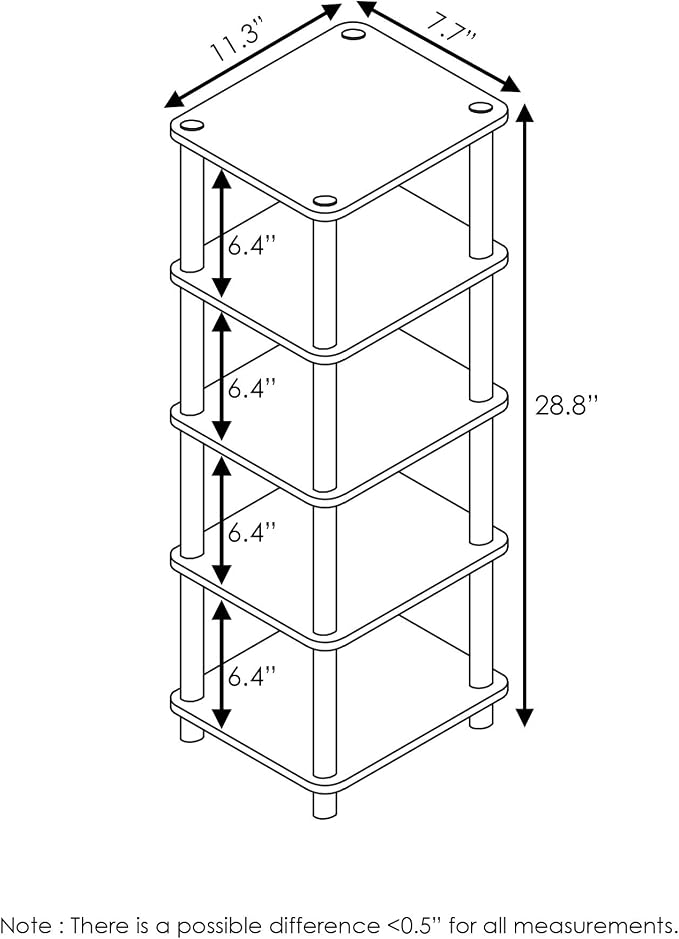 FURINNO Turn-N-Tube 4-Bins System Rack, Columbia Walnut/Black/Dark Brown - Image 3