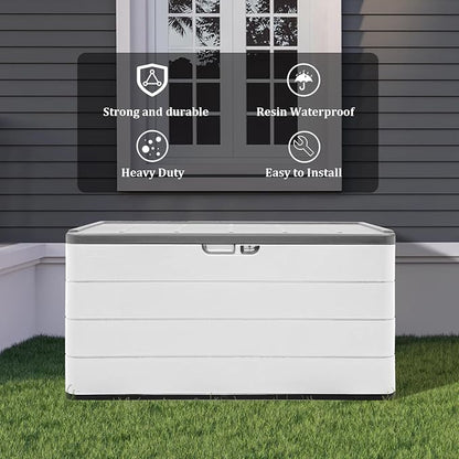 ZZM 110 Gallon Lockable Resin Deck Box, Waterproof Outdoor Storage Box - Image 7