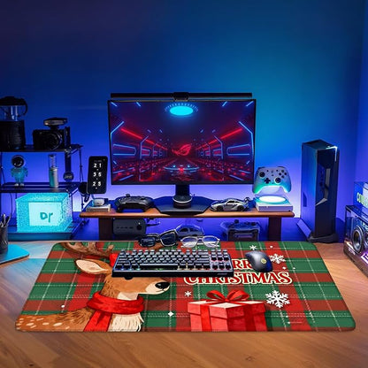 Merry Christmas-Elk Gaming Mouse Pad 35.4"x15.7"Desk Mat Anti-Slip Rubber Base - Image 9