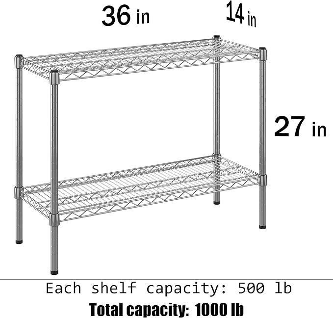 14" Deep x 36" Wide x 27" Height Wire Shelving Kit | 2-Tier | NSF Commercial - Image 3