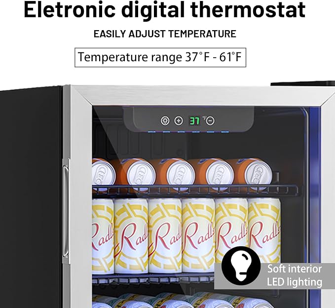 3.2 Cu.ft Beverage Refrigerator Cooler, 126 Can Mini Fridge - Image 4
