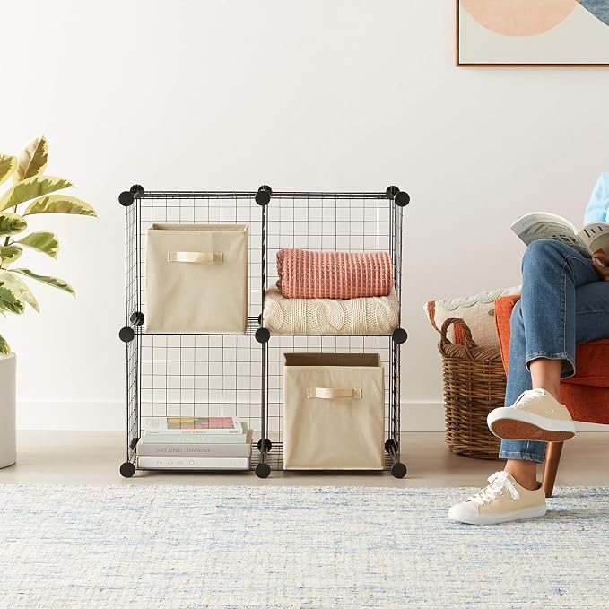 Amazon Basics 4 Cube Wire Grid Storage Organizer, Closet Organizer and Shelves - Image 2