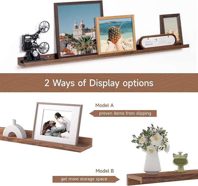 Fun Memories Picture Ledge Shelf, 48 Inch Floating Shelves Set of 2, Large - Image 6