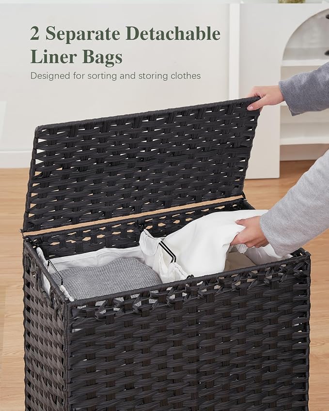 SETVSON Laundry Hamper with Lid, 112 L Handwoven Rattan Wicker Laundry Basket - Image 4