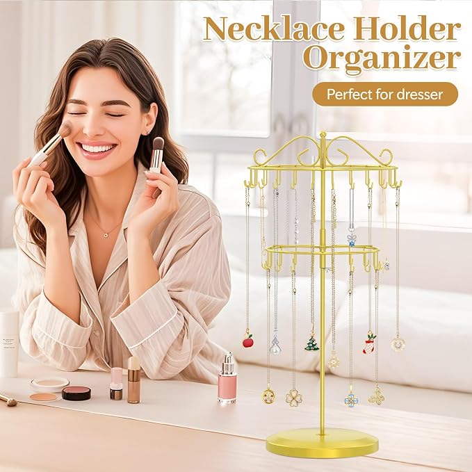 MODOWEY Rotating Necklace Holder Organizer Display Stand - Image 6