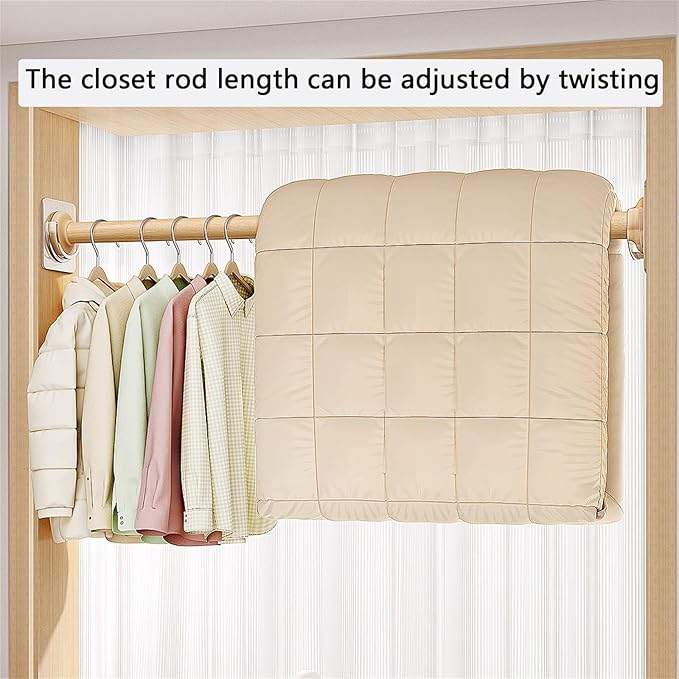 Closet Rods, Adjustable Imitation Wood Closet Rod - Image 5