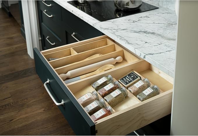 Rev-A-Shelf 3-Tier Wood Trim-to-Custom-Fit Spice Rack Drawer Insert, Maple - Image 2