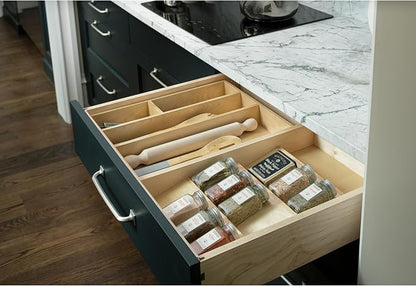 Rev-A-Shelf 3-Tier Wood Trim-to-Custom-Fit Spice Rack Drawer Insert, Maple - Image 2