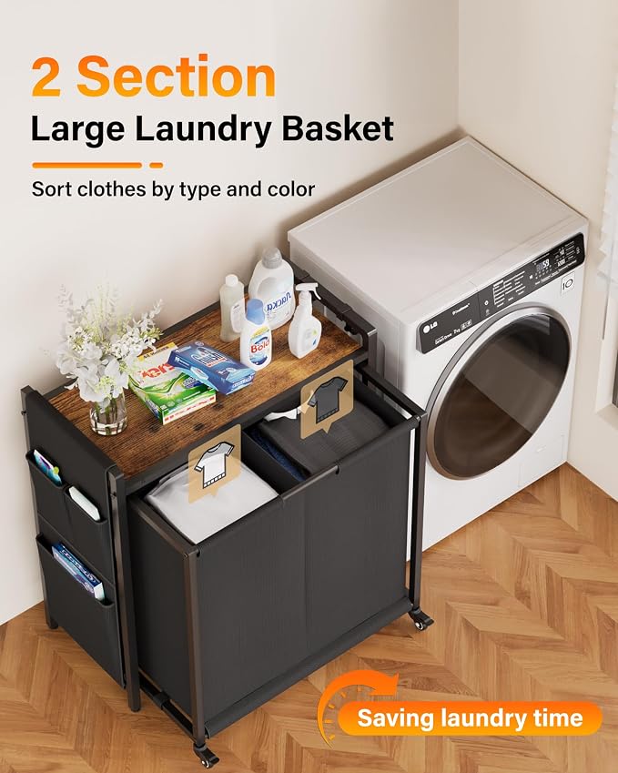 Laundry Sorter 2 Section: Laundry Hamper Basket - Image 2