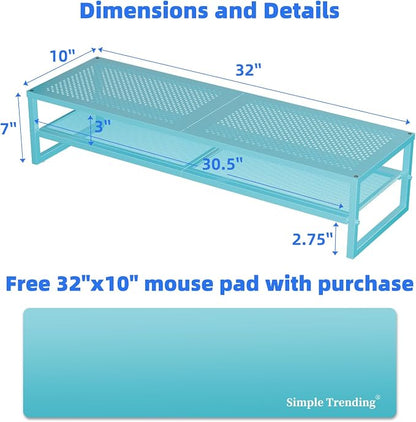 Simple Trending 2 Tier Metal Dual Monitor Stand Riser, Computer Office Desktop - Image 6