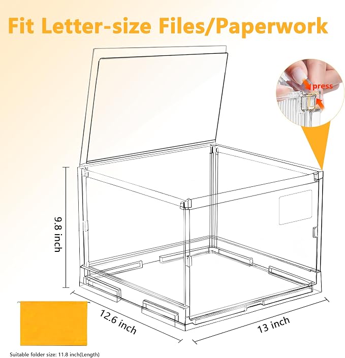 File Organizer Box with Lid, Hanging Filing Folder Organizer - Image 2
