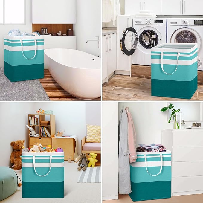 HomeHacks 2-Pack Large Laundry Basket, Waterproof, Freestanding Laundry Hamper - Image 6
