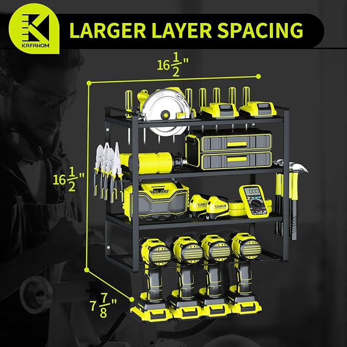 KAFAHOM Power Tool Organizer, 4 Layer Drill Holders Wall Mount, Heavy Duty - Image 5