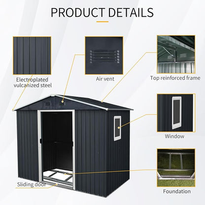 Outdoor Metal Storage Shed Window Ventilation Foundation Frame Waterproof - Image 6