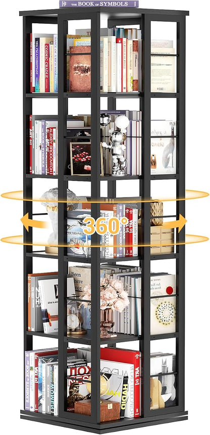 Aheaplus Rotating Bookshelf, Corner Bookcase, 360 Display Wood Spinning by Aheaplus