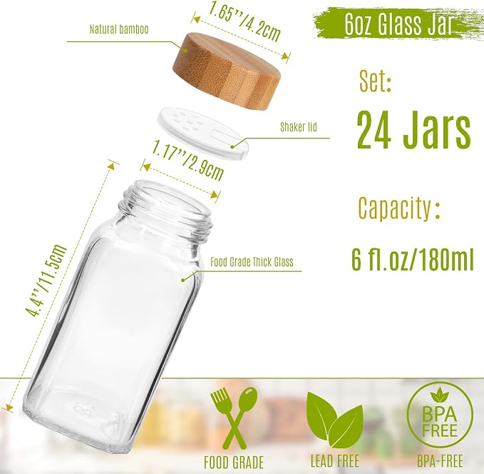 24 Pack 6 oz Glass Spice Jars - Image 3