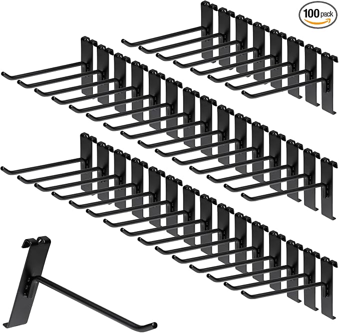 Gridwall Hooks 6 Inch, 100 Pack Grid Wall Hooks, Grid Panel Hooks and Hangers by PYBTOOL
