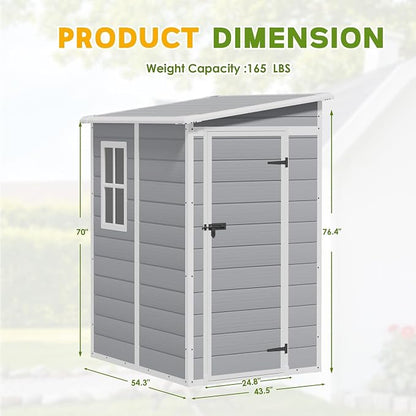Greesum 5x4FT Plastic Outdoor Storage Shed, Resin Shed - Image 2