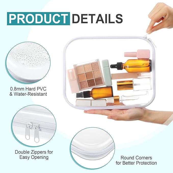 Hoolerry 4 Pcs Hard Clear Zipper Case Makeup Bags Plastic Pencil Pouch - Image 3