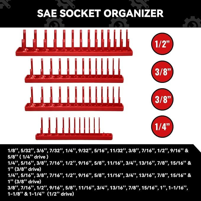 8PCS Socket Organizer Tray Set, SAE & Metric Socket Trays - Image 3