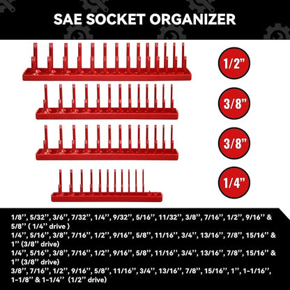 8PCS Socket Organizer Tray Set, SAE & Metric Socket Trays - Image 3