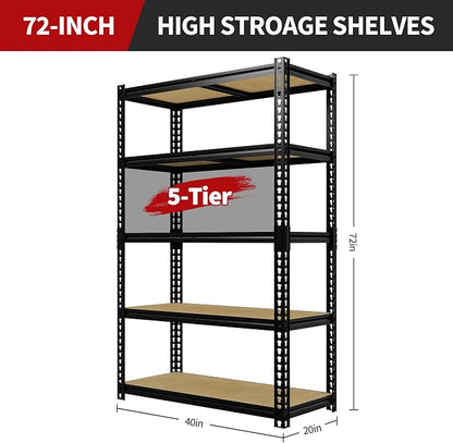 Heavy Duty Garage Storage Shelves, 2500 Lbs Capacity, 5-Tier Adjustable Storage - Image 3