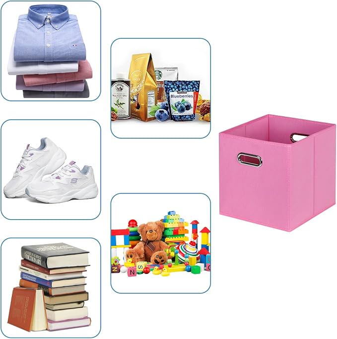 Black Fabric Cubby Storage Bins, Cube Organizer Bin Foldable Storage Boxes - Image 3