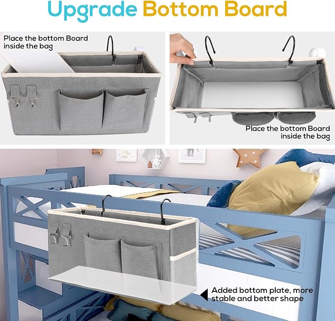 3pcs Bedside Caddy Hanging Storage Bag, Water Cup Holders, Organizer Baskets - Image 2