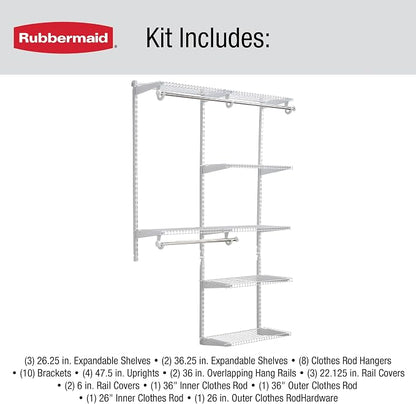 Rubbermaid Configurations Custom Closet Kit, 3-6 Ft. Adjustable Metal Wire - Image 6