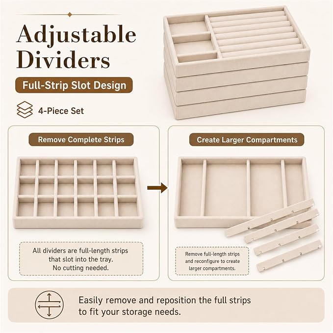 4 Pack Stackable Jewelry Organizer Tray Set - Image 6