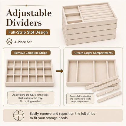 4 Pack Stackable Jewelry Organizer Tray Set - Image 6