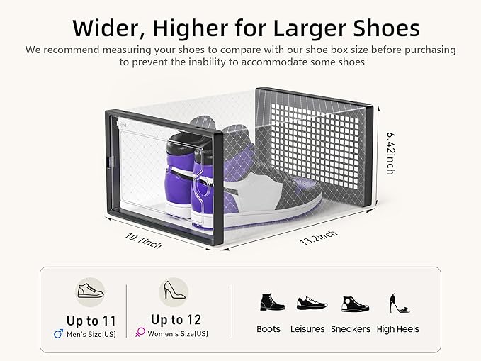 Kuject X-Large Shoe Storage Boxes Organizers Clear Plastic Stackable 12 Pack - Image 3