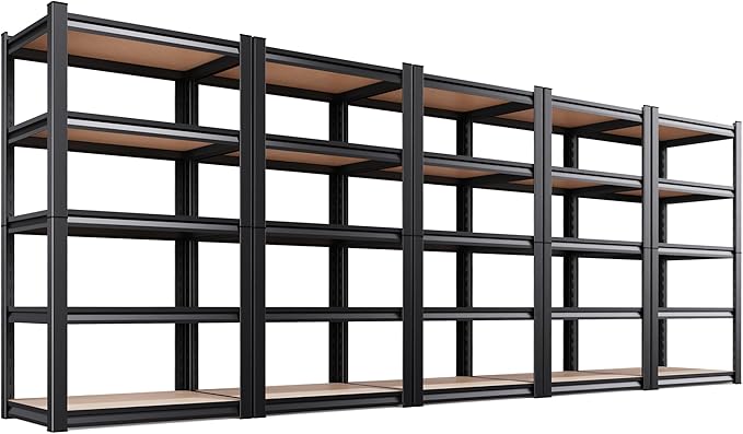 AOAORRG Set of 5 Garage Shelving Heavy Duty Storage Shelves, Metal Adjustable by AOAORGG