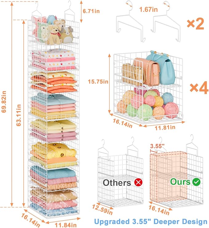 8-Tier Extended Depth Hanging Closet Organizers and Storage - Image 2