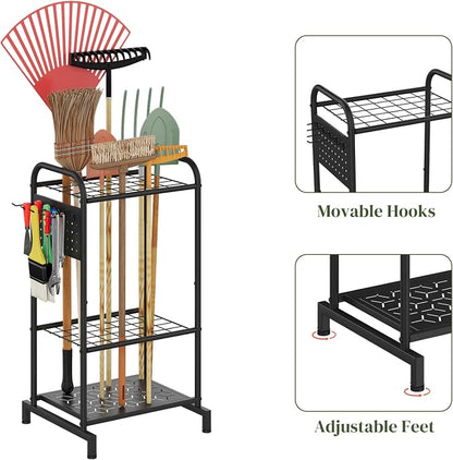 Garden Tool Organizer with Hooks Yard Tool Rack Heavy Duty Steel Yard Tool - Image 5