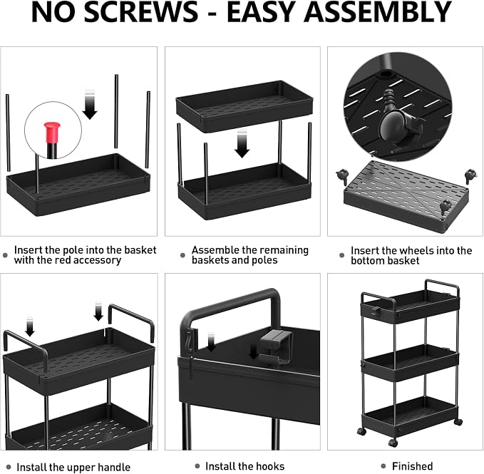 SOLEJAZZ 3 Tier Rolling Storage Cart - Image 7