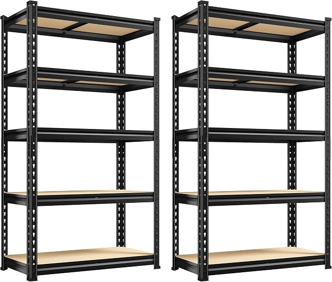 REIBII Set of 2 Storage Shelves 5 Tier Garage Shelving Heavy Duty Metal by REIBII