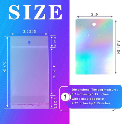 300pcs Holographic Earring Card Holder Paper Tags - Image 2