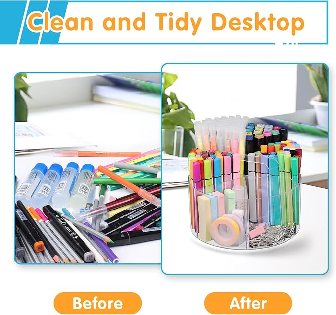 Acrylic Pen Holder, 2 Pack 360 Rotating Organizer - Image 7
