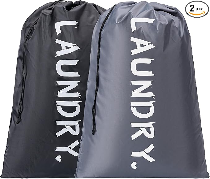 2 Pack 28" x 40"Travel Laundry Bag, Machine Washable Dirty Clothes Organizer by Unknown