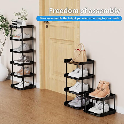 6 Tier Vertical Narrow Shoe Rack, Stackable Tall Skinny Shoerack, Compact - Image 4