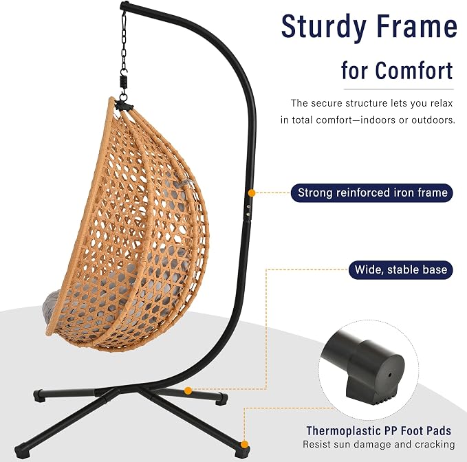 SOFTSEA Outdoor Wicker Egg Chair Hanging Basket Chair - Image 7